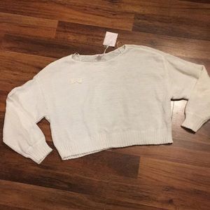 Lauren Conrad White Knight Daisy Crop Top Sweater